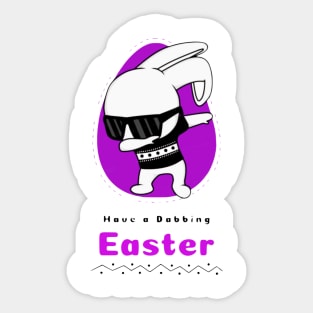 Dabbing Easter Bunny Sticker